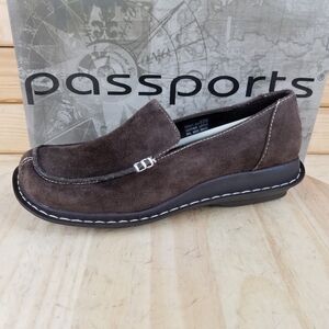 Suede Leather Loafer Brown Slip on Casual Comfort Shoes Moc Toe Women's 8.5 US
